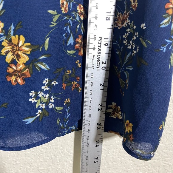 Socialite Womens Tank Top Size Large Floral Blue Lace Trim Lined - Picture 5 of 8